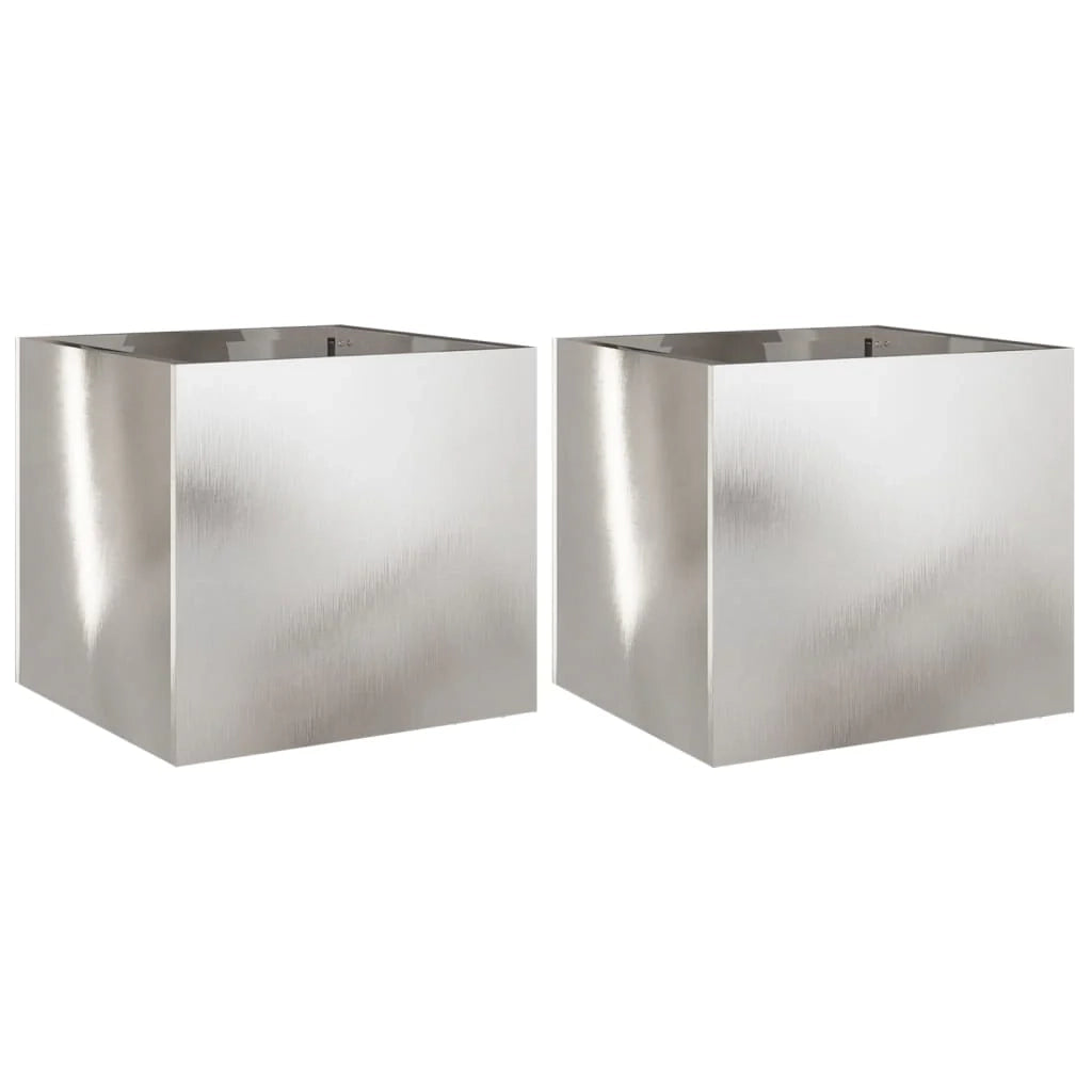 Fioriera rialzata per aiuole fioriere giardino terrazze set da 2 argento 32 x 30 x 29 cm acciaio inox Argento 02_0039010