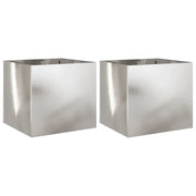 Fioriera rialzata per aiuole fioriere giardino terrazze set da 2 argento 32 x 30 x 29 cm acciaio inox Argento 02_0039010