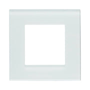 Cornice singola in vetro bianco per presa e interruttore 86x86x10 mm