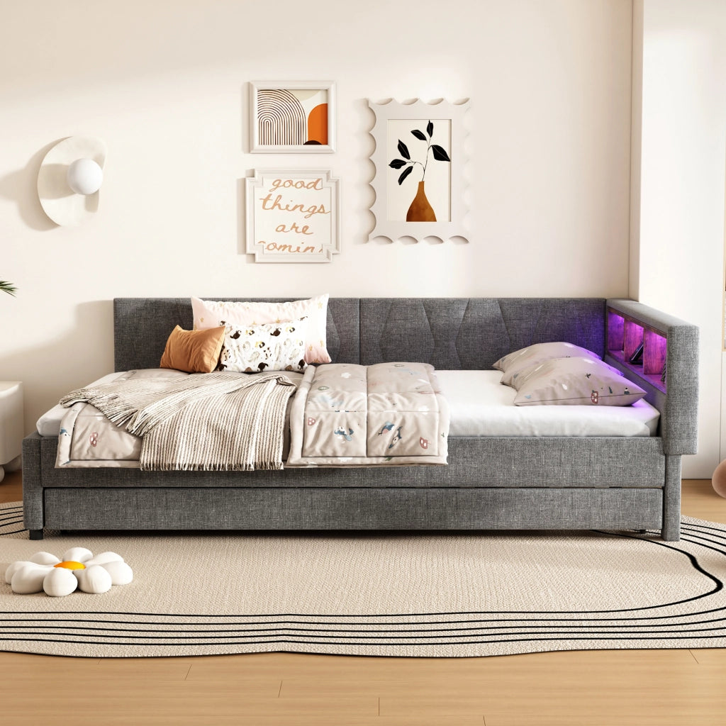 Letto giorno funzionale in lino 140x200 cm
