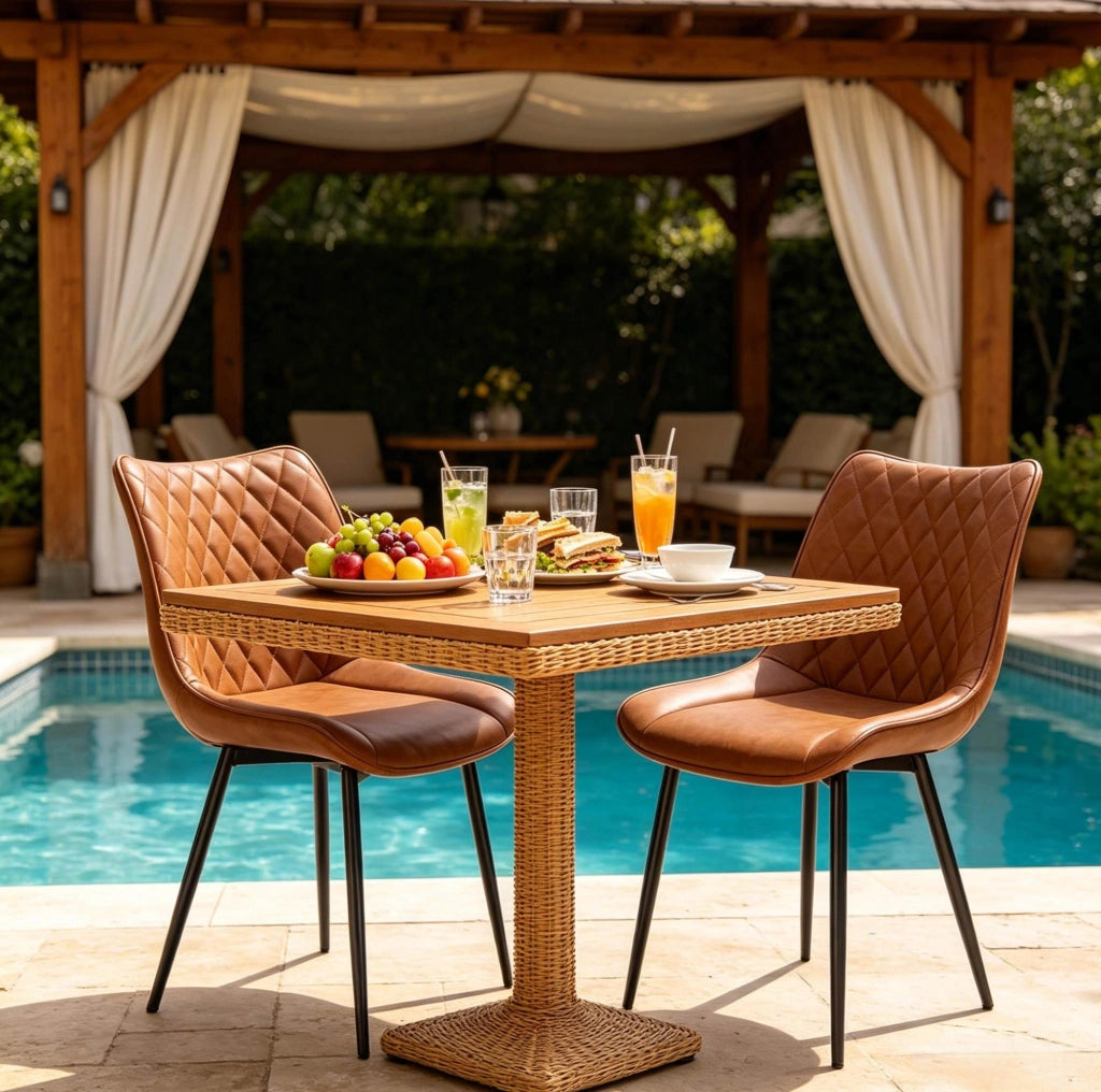 Sedia da pranzo 85,5 cm in similpelle marrone chiaro, set da 2