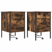 Set di 2 Comodini | Armadio da Notte | Mobiletto da notte con cassetto Rovere fum¨¦ 42 x 41 x 61 cm