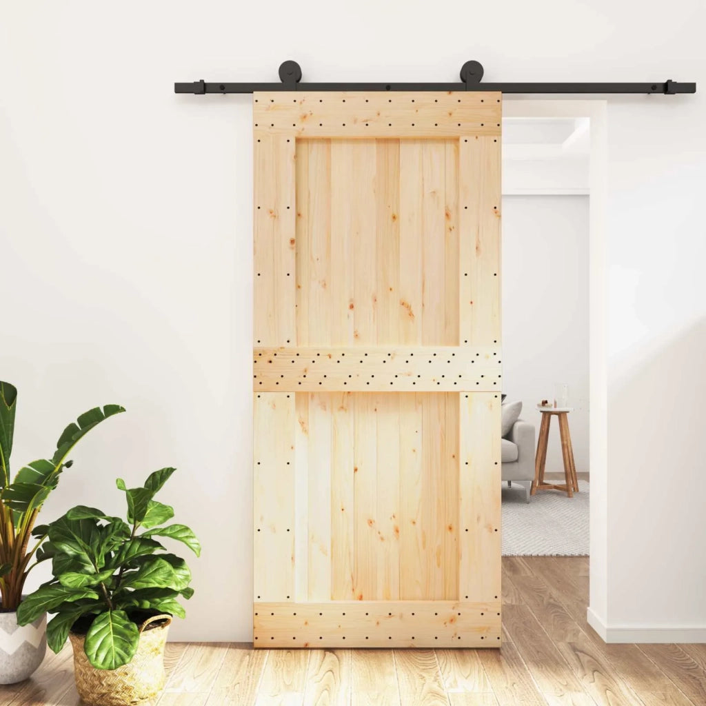 Porta scorrevole Naturale e Nero 95 x 210 cm
