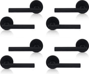 Set di 4 manubrii in acciaio inox per interne porte in legno con maniglia T e pomello in acciaio inox, finitura nera lucida