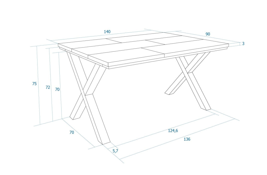 Tavolo da Pranzo, 140x90x74 cm, Per 6 persone, Tavolo Cucina, Rovere