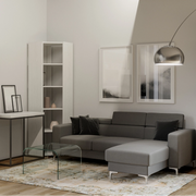 Composizione Libreria Kato Angolo 6 Ripiani 2 fianchi + 2 fasce retro - Bianco Frassino,A