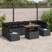 Set di Divani da Giardino 8 Pezzi con Cuscini Nero Polyrattan