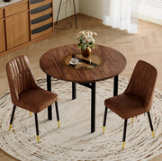 Set tavolo da pranzo rotondo con 2 sedie marroni