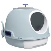 Lettiera per Gatti Chiusa con Vassoio Estraibile, 2 Ingressi e Paletta, 47x55x44 cm, Azzurro