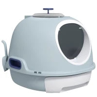Lettiera per Gatti Chiusa con Vassoio Estraibile, 2 Ingressi e Paletta, 47x55x44 cm, Azzurro
