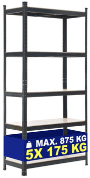 Scaffale Magazzino Alta Portata 875 Kg nero,90x40x180 cm