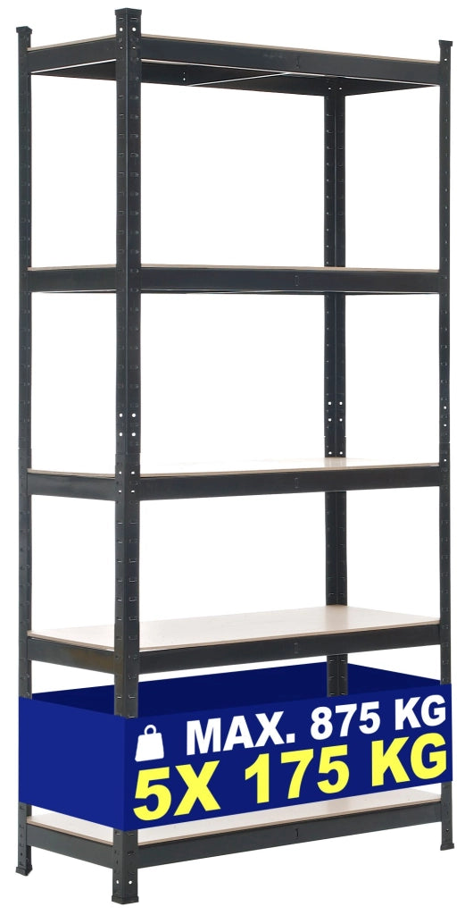Scaffale Magazzino Alta Portata 875 Kg nero,90x40x180 cm