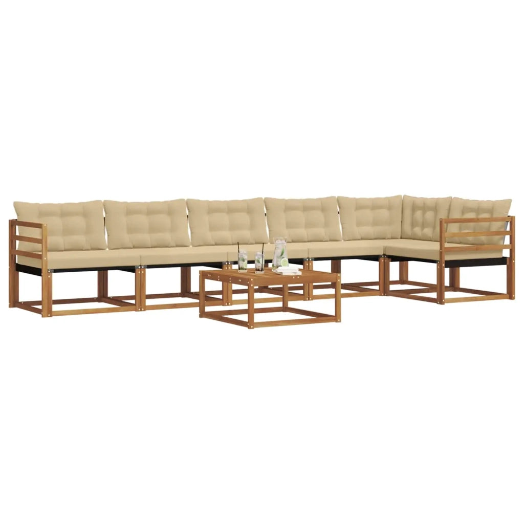 Set di divani da esterno con cuscino 7 pcs Naturale e Beige