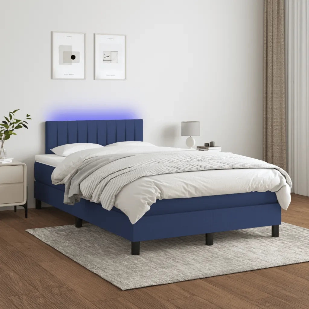 Letto a Molle con Materasso e LED Blu 120x200cm in Tessuto cod mxl 64302