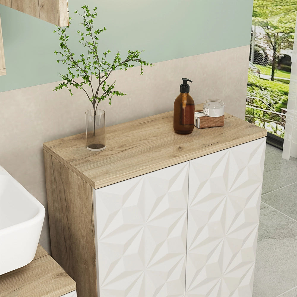Mobiletto bagno Edge Bianco 60 x 79.5 cm con 2 ante e 3 scomparti Vicco