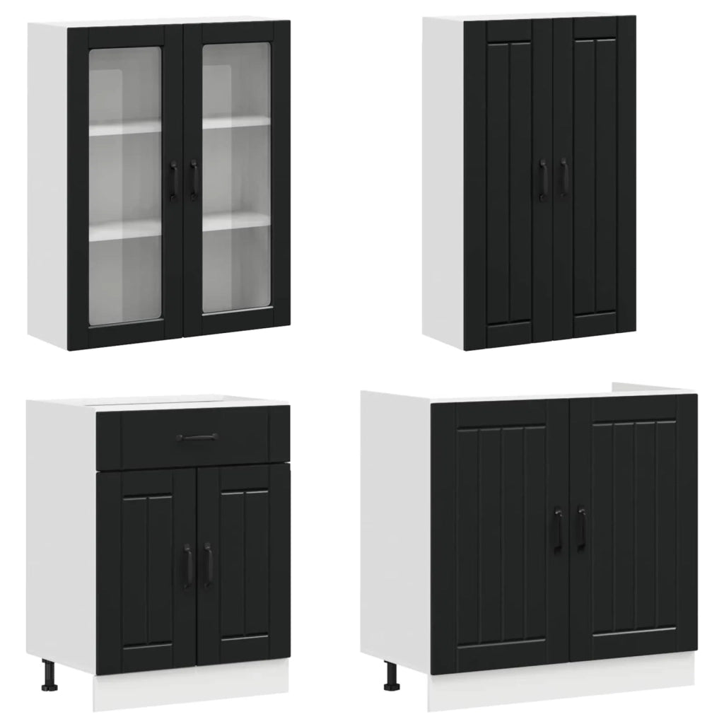 Unità Cucina LUCCA 4 pcs Nero Legno ingegnerizzato 3438326