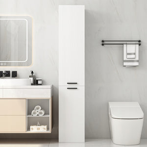 Mobile bagno a colonna con 2 ante, bianco, alto, ripiani moderni