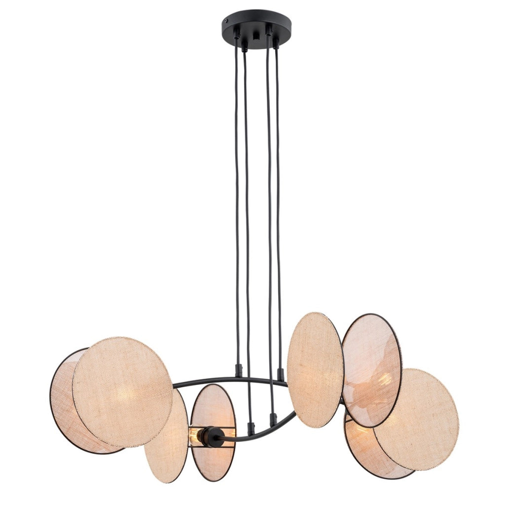 Lampada a sospensione MOTIF in acciaio nero e tessuto beige