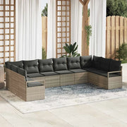 Set di divani con cuscino 10 pcs Grigio chiaro polyrattan