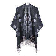 Mantella/scialle da donna autunnale in cashmere con nappe e spacco, stile coreano, graziosa sciarpa/mantella