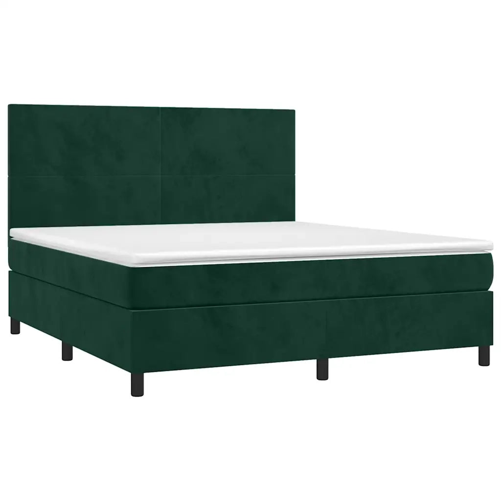 Letto a Molle con Materasso e LED Verde Scuro 180x200cm Velluto 3136020