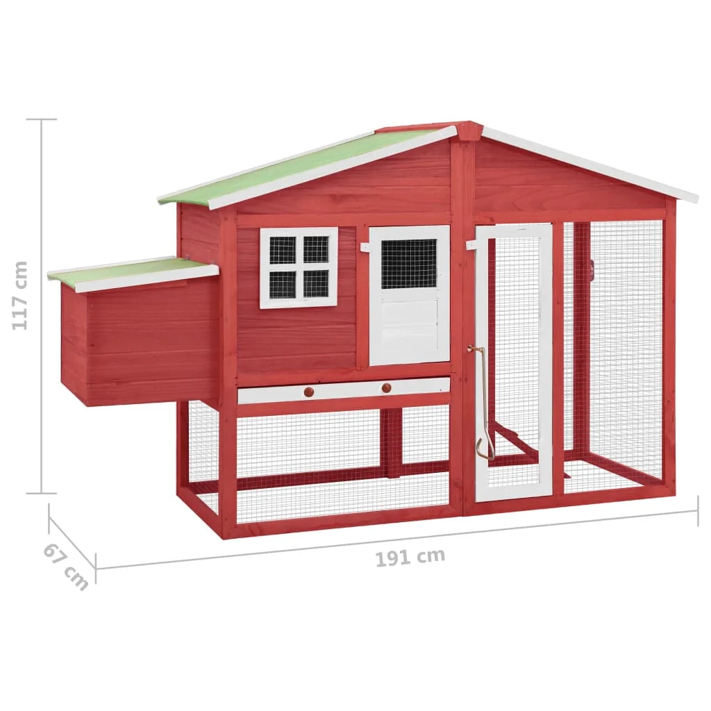 Pollaio con nido 191 x 67 x 117 cm legno massello di abete rosso e bianco 02_0001676