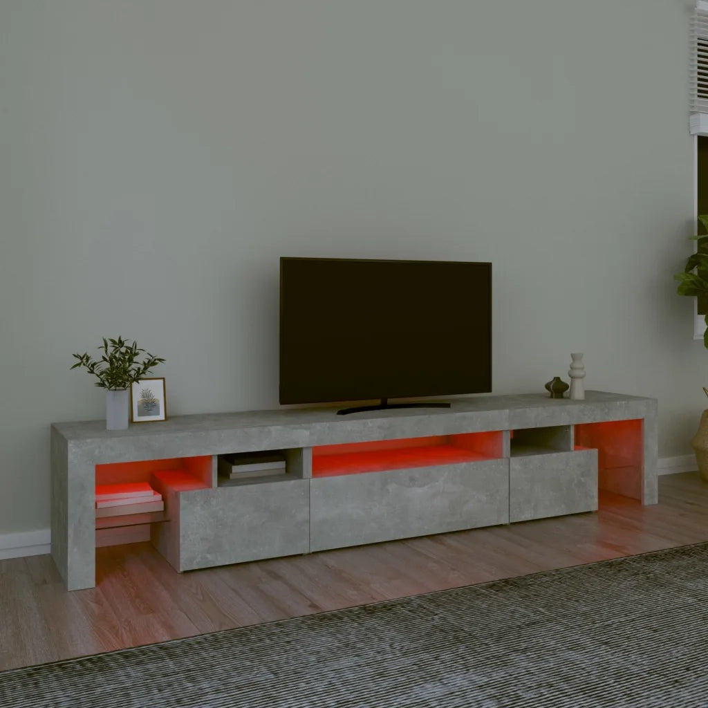 Mobile Porta TV con Luci LED Grigio Cemento 215x36,5x40 cm 3152797