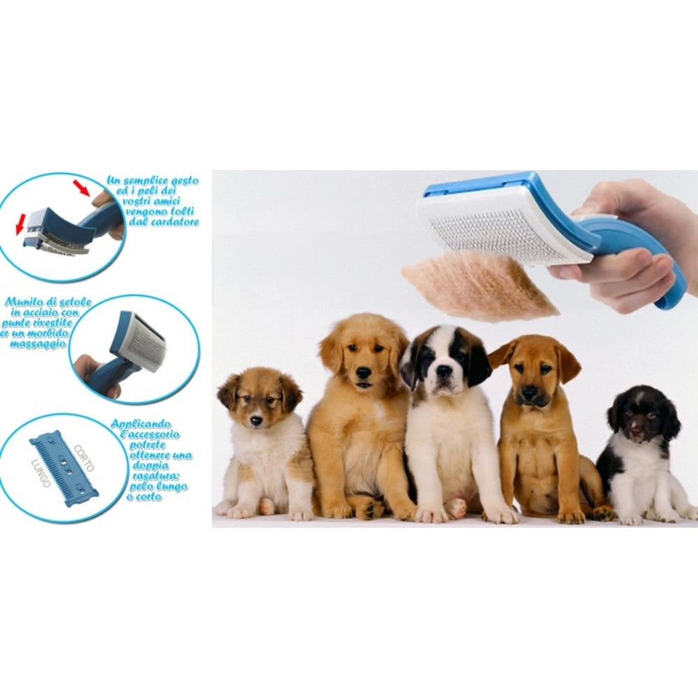 Trade Shop - Petzoom Spazzola Autopulente Pettine Sottopelo Per Peli Cane Gatto Pet Zoom -