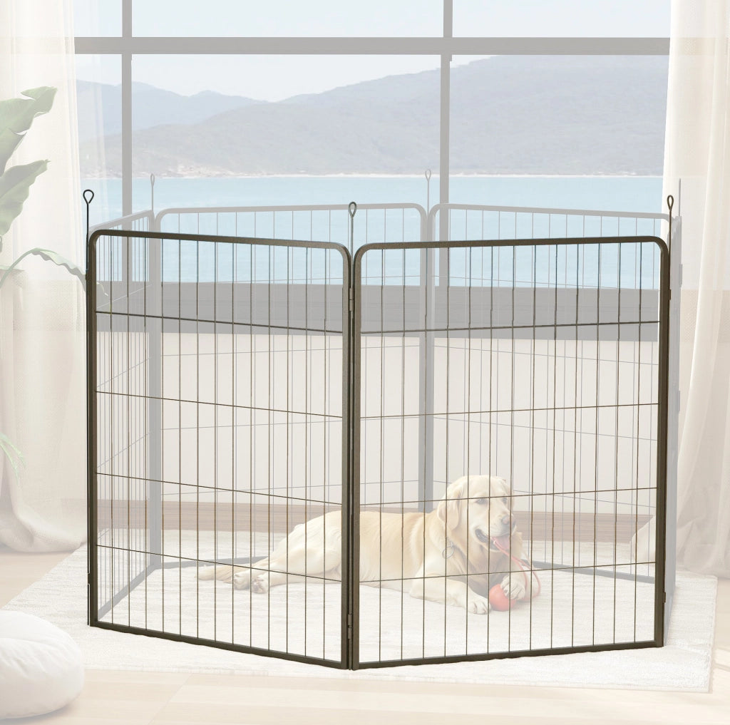 Pannelli di estensione per recinto cani 80x100 cm in acciaio nero, modulari –