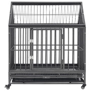 Gabbia per Cani con Ruote in Acciaio e Tetto 92x62x106 cm 171493