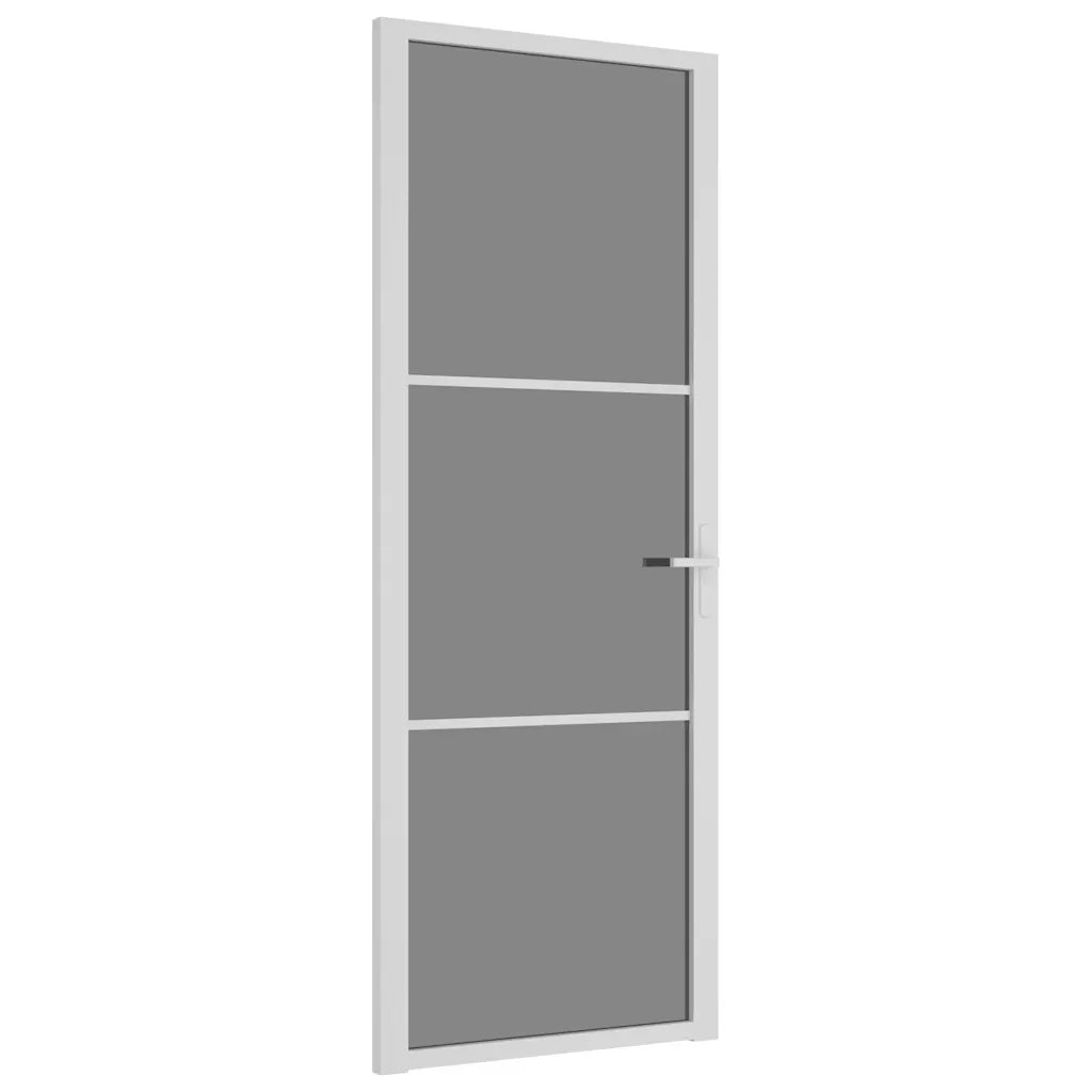 Porta Interna 76x201,5 cm Bianca in Vetro ESG e Alluminio cod mxl 69722