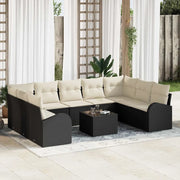 Set Divano da Giardino 10 pcs Nero e Bianco polyrattan 3354876