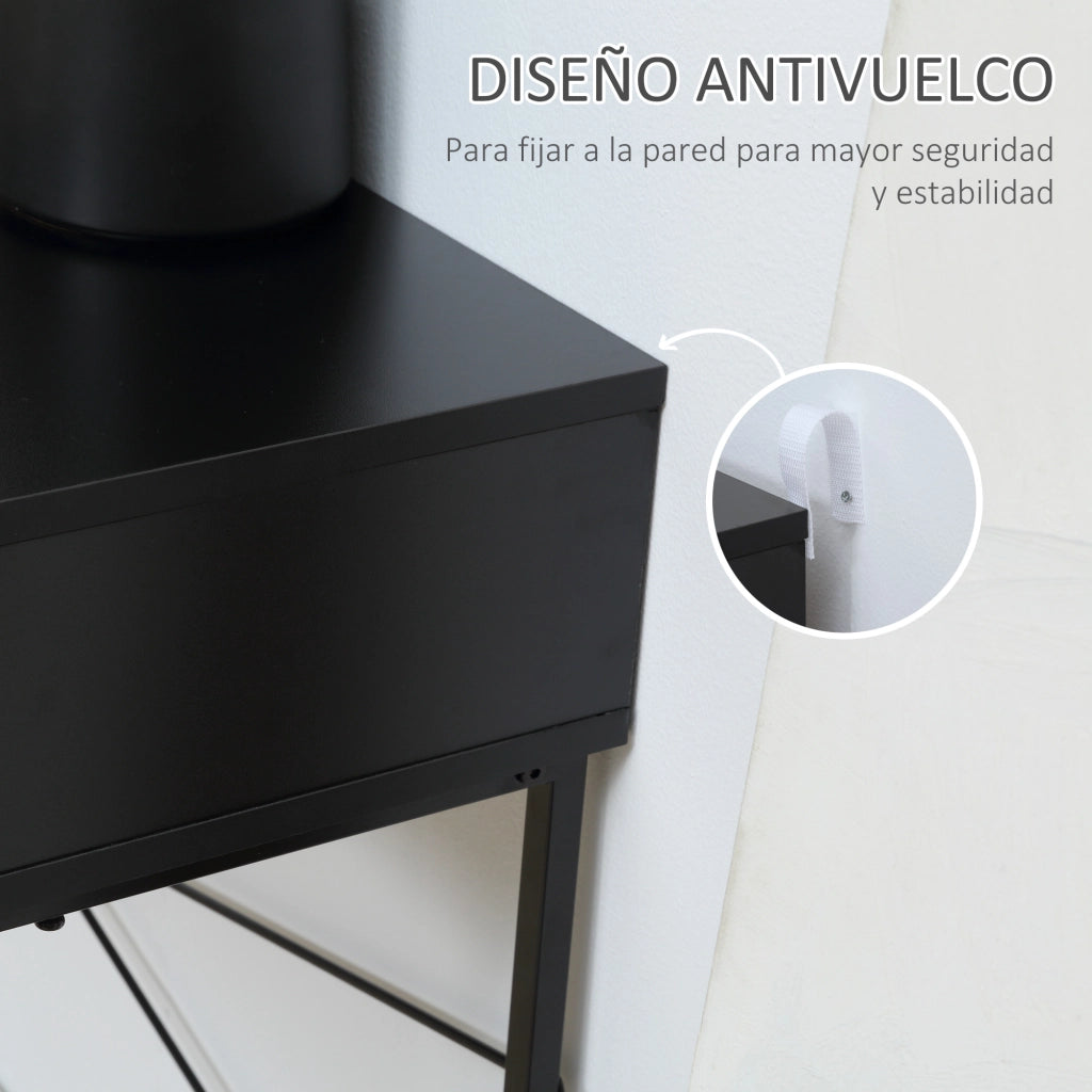 Tavolino da caff¨¨ con 2 cassetti ¨C Zephmum ¨C Nero e rovere