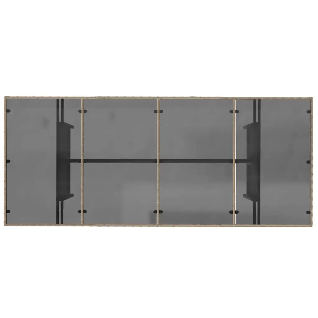 Tavolo da Giardino | Tavolino da esterno Piano in Vetro Beige 190x80x75 cm Polyrattan