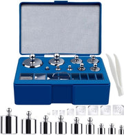 Set di pesatura Kalibrato 211,1g - 100g/50g/20g/10g/5g - Acciaio - Contenitore di conservazione - Pinza - Tolleranza consentita +/- 0,003g - Set di pesatura