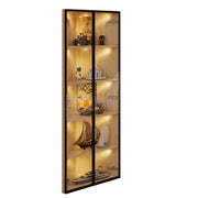 Vetrina angolare con 1 Porta; 4 Vani e LED per Soggiorno in MDF 62 × 35 × 160 cm Rovere