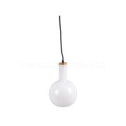 Trade Shop - Lampadario Pendente Lampada A Sospensione In Legno E Vetro Bianco Chiaro Rotondo -