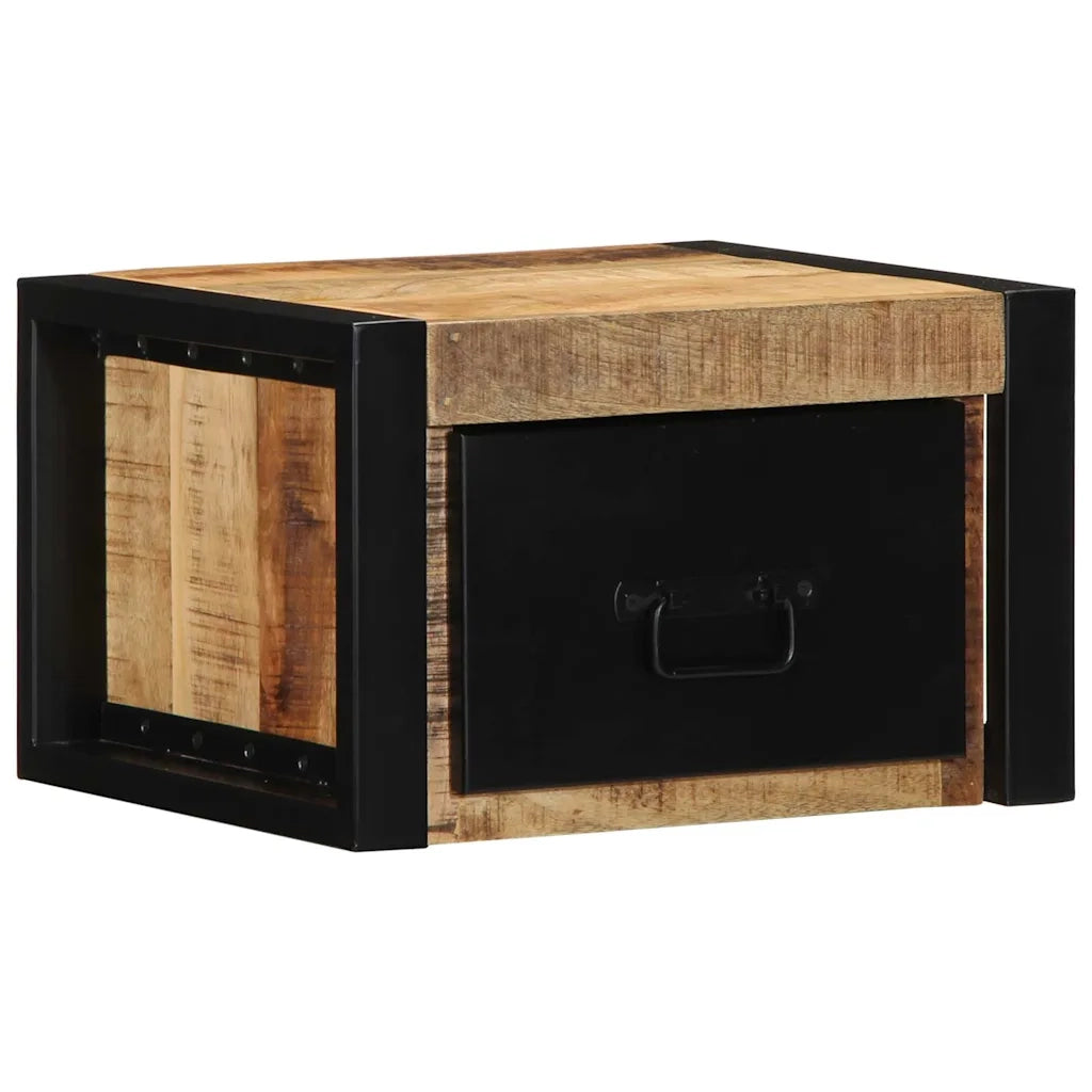 Comodini 2 pz 40x35x25 cm in Legno Massello di Mango Grezzo 4015947