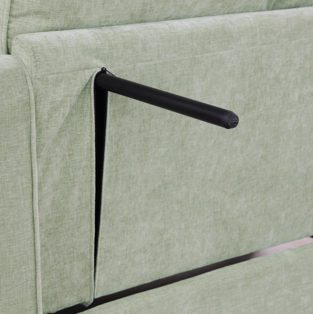 Divano letto 2 in 1 con pouf contenitore; 132x129x93 cm; legno di eucalipto; ciano