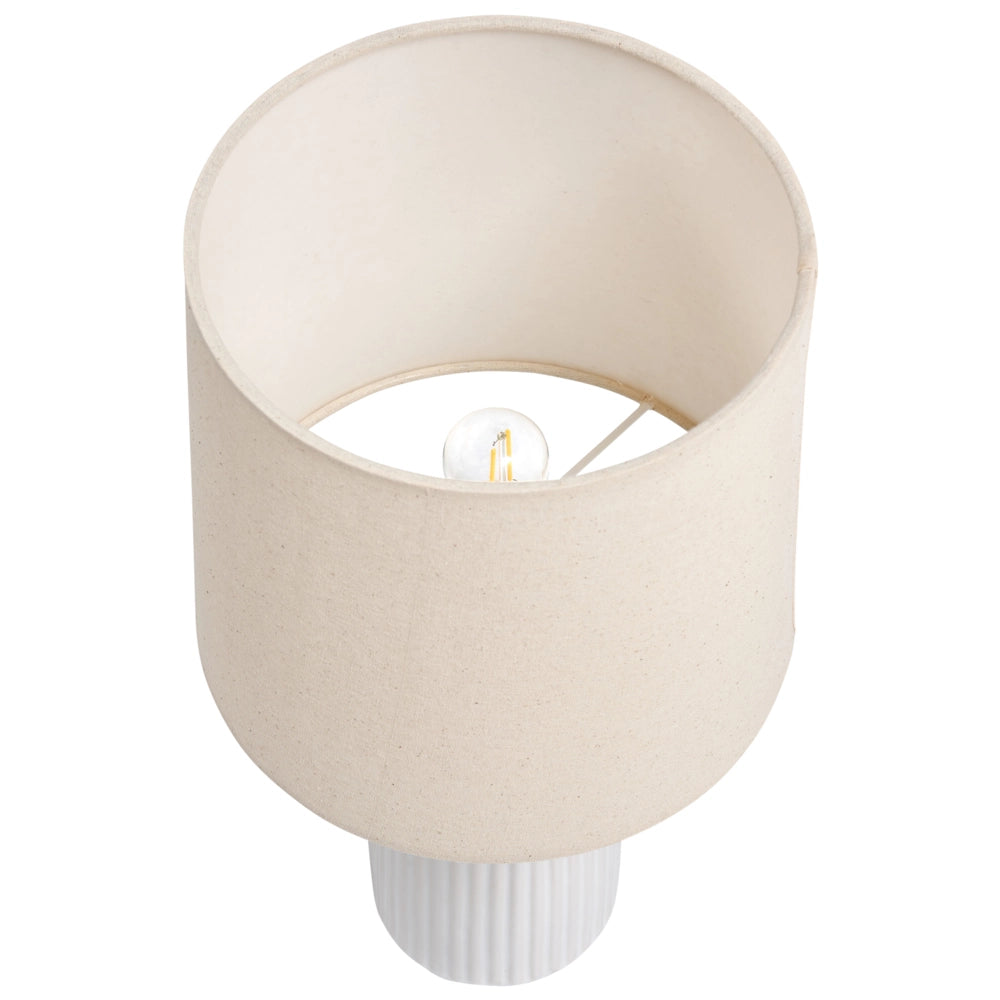 Lampada da tavolo con base in ceramica bianca e paralume in lino Lampada da comodino per il salotto del corridoio