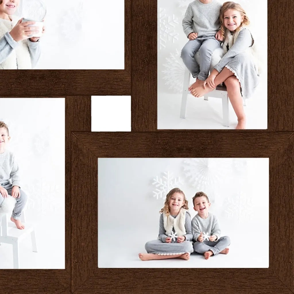 Cornice Multipla per 4 Foto 13x18cm Marrone Scuro in MDF CFW2313905