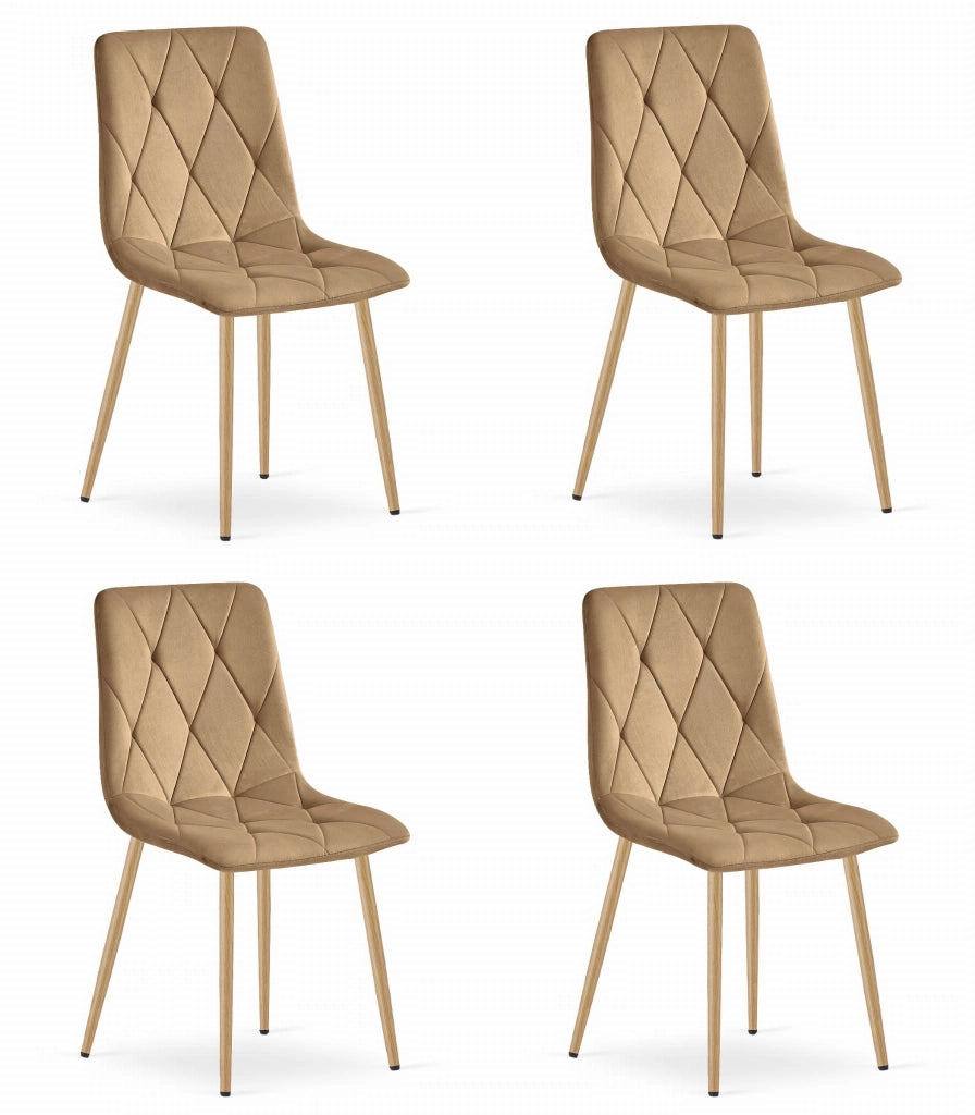 Sedia Valora TYRA in velluto marrone con gambe in legno x4