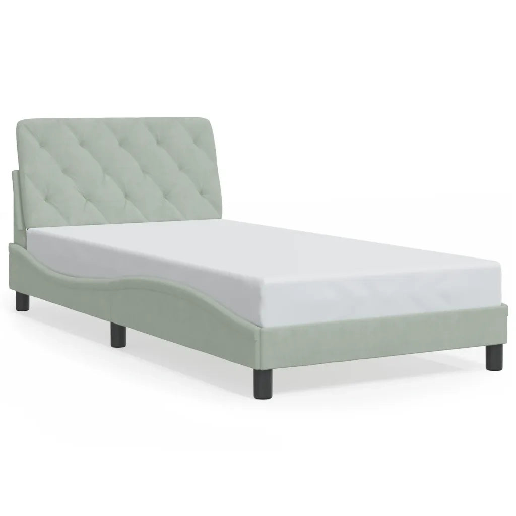 Giroletto con LED senza Materasso-Struttura Letto Grigio Chiaro 100x200 cm in Velluto