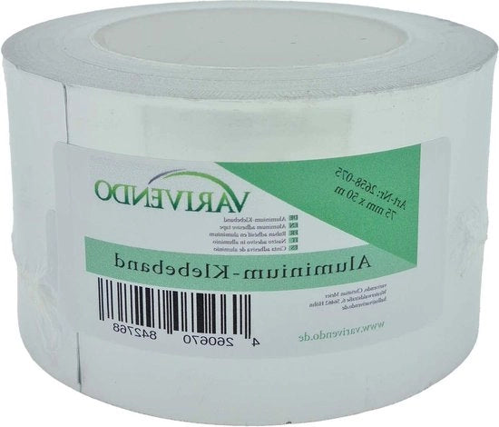 Nastro adesivo in alluminio argentato da 75mm x 50m.