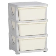 Organizzatore dei giocattoli per bambini con cassetti a 3 livelli, scatole di plastica, 37 x 37 x 56,5 cm, crema