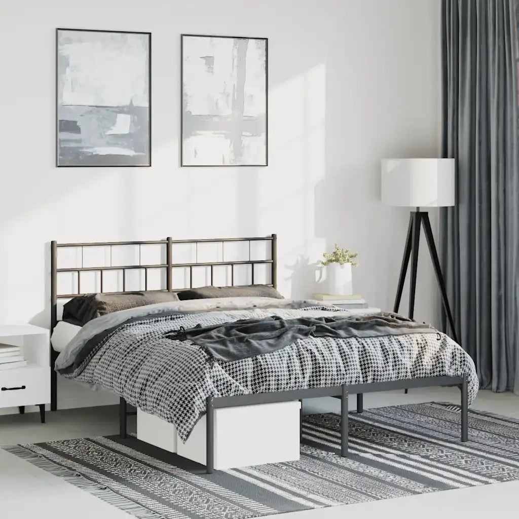 Giroletto con Testiera in Metallo Nero 135x190 cm