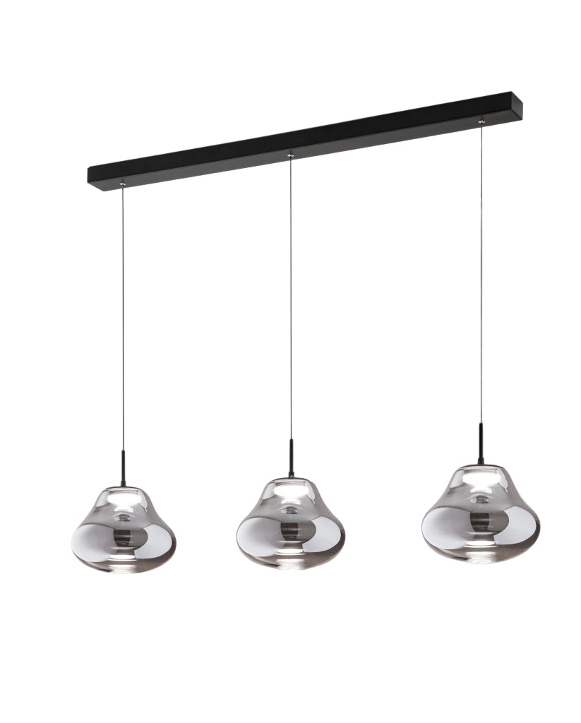 Lampada a Sospensione Deva 42W LED CCT Dimmerabile a step, Struttura in Metallo e Vetro Borosilicato Fumé, IP20 - Deva Collection