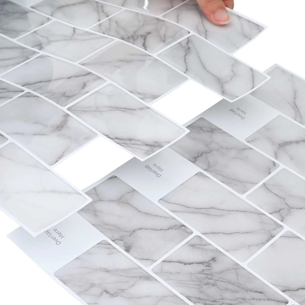 Piastrella subway 10 pz Marmo Bianco 30 x 30 cm CFW3258418