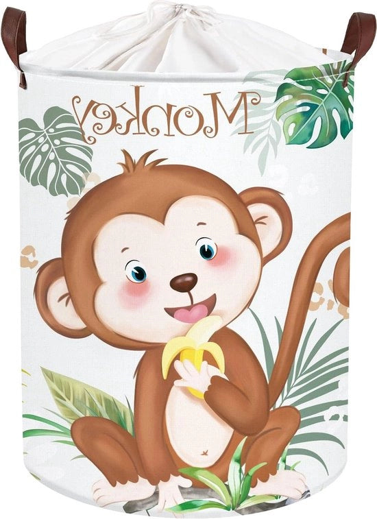 Cestino di Raccoglita per Bambini - 45 Litri - Orsetto Colorato - Foglie Verdi - Giocattoli e Abbigliamento - 36 x 45 cm
