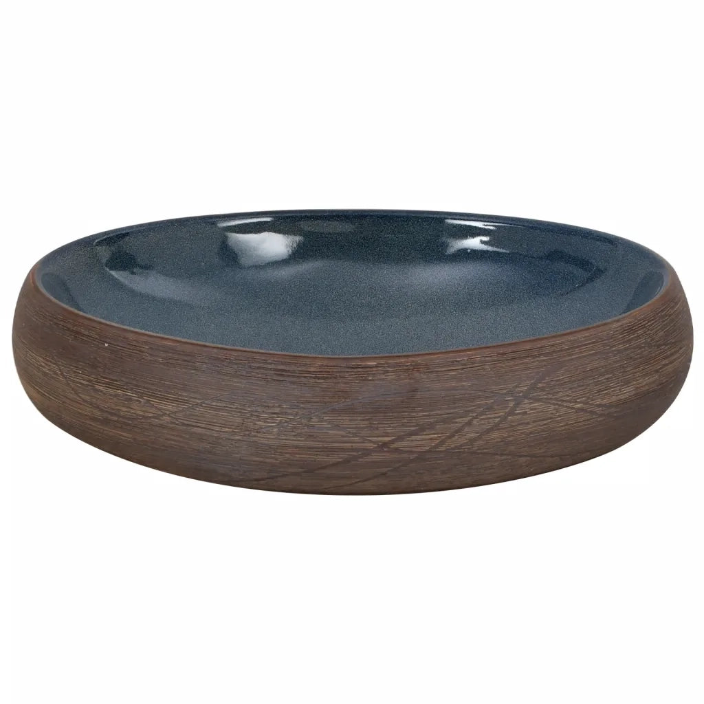 Lavabo da Appoggio Marrone e Blu Ovale 59x40x15 cm Ceramica 155081